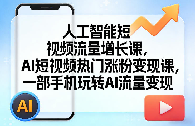 人工智能短视频流量增长课，AI短视频热门涨粉变现课，一部手机玩转AI流量变现-百川聊项目