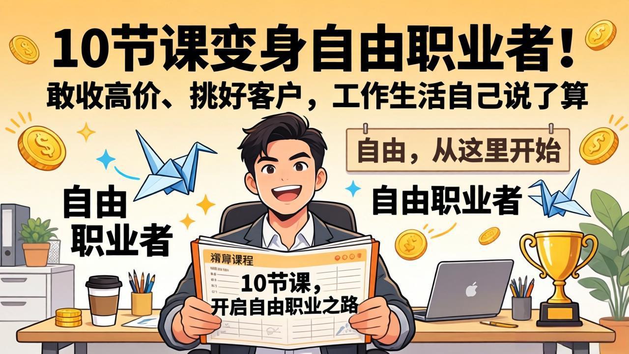 10 节课变身自由职业者！敢收高价、挑好客户，工作生活自己说了算-百川聊项目