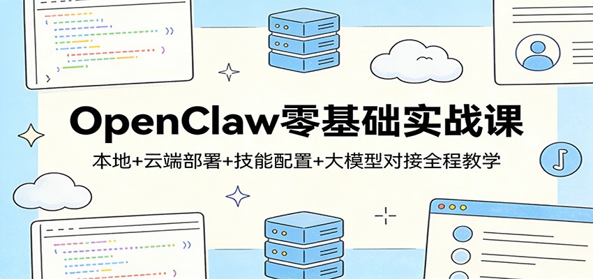 OpenClaw零基础实战课：本地+云端部署+技能配置+大模型对接全程教学-百川聊项目