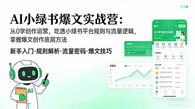 AI 小绿书爆文实战营：从0学创作运营，吃透小绿书平台规则与流量逻辑，掌握爆文创作底层方法-百川聊项目