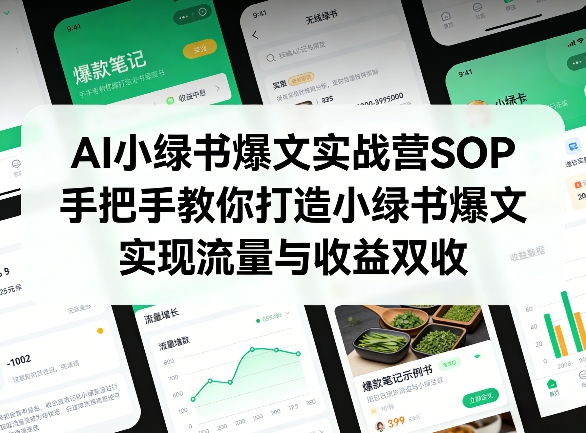 AI小绿书爆文实战营SOP，手把手教你打造小绿书爆文，实现流量与收益双收-百川聊项目