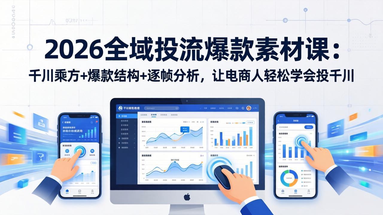 2026全域投流爆款素材课：千川乘方+爆款结构+逐帧分析，让电商人轻松学会投千川-百川聊项目