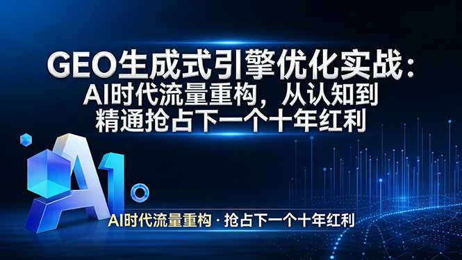 GEO 生成式引擎优化实战：AI时代流量重构，从认知到精通抢占下一个十年红利-百川聊项目