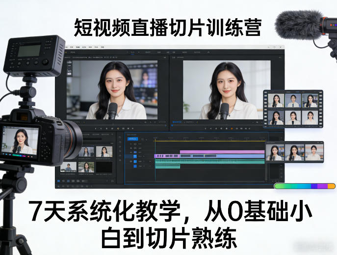 短视频直播切片训练营,7天系统化教学,从0基础小白到切片熟练-百川聊项目