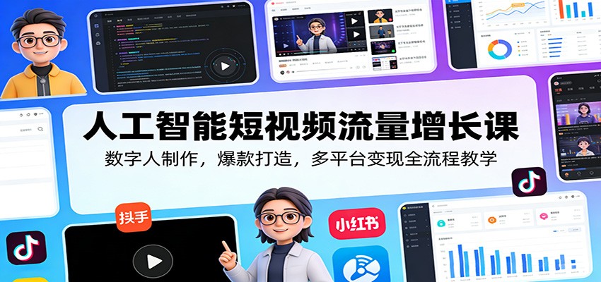 人工智能短视频流量增长课：数字人制作，爆款打造，多平台变现全流程教学-百川聊项目