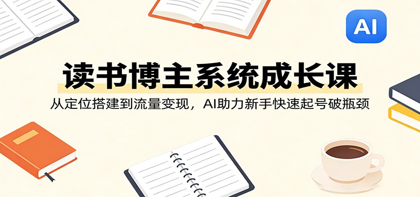 读书博主系统成长课:从定位搭建到流量变现,AI助力新手快速起号破瓶颈-百川聊项目