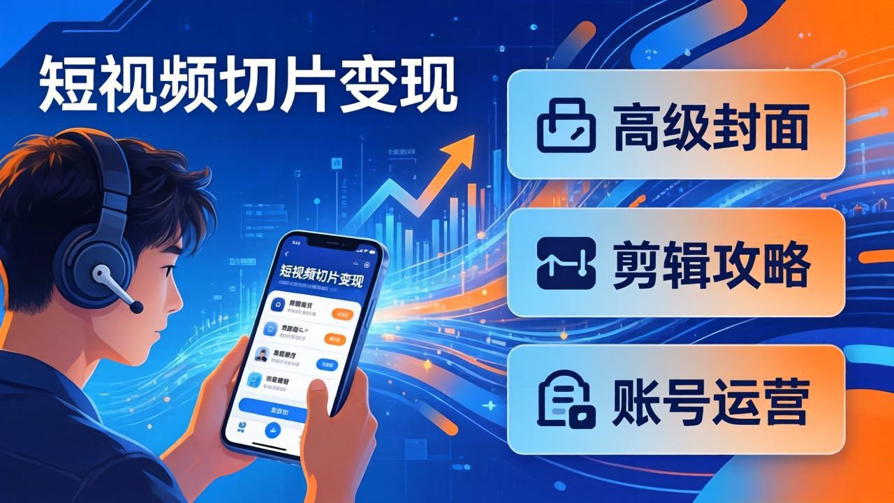 短视频切片变现速成班2.0：高级封面+剪辑攻略+账号运营，0基础小白快速入局副业-百川聊项目