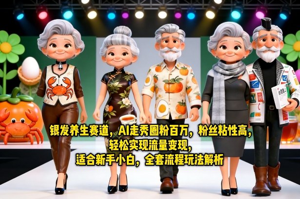 银发养生赛道，AI走秀圈粉百万，粉丝粘性高，轻松实现流量变现，适合新手小白，全套流程玩法解析-百川聊项目