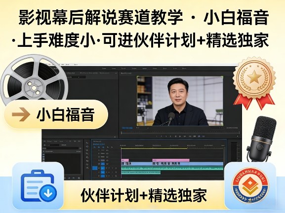 某大佬的影视幕后解说赛道教学，小白福音，上手难度小，可进伙伴计划+精选独家-百川聊项目
