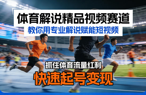 体育解说精品视频赛道,教你用专业解说赋能短视频,抓住体育流量红利,快速起号变现-百川聊项目
