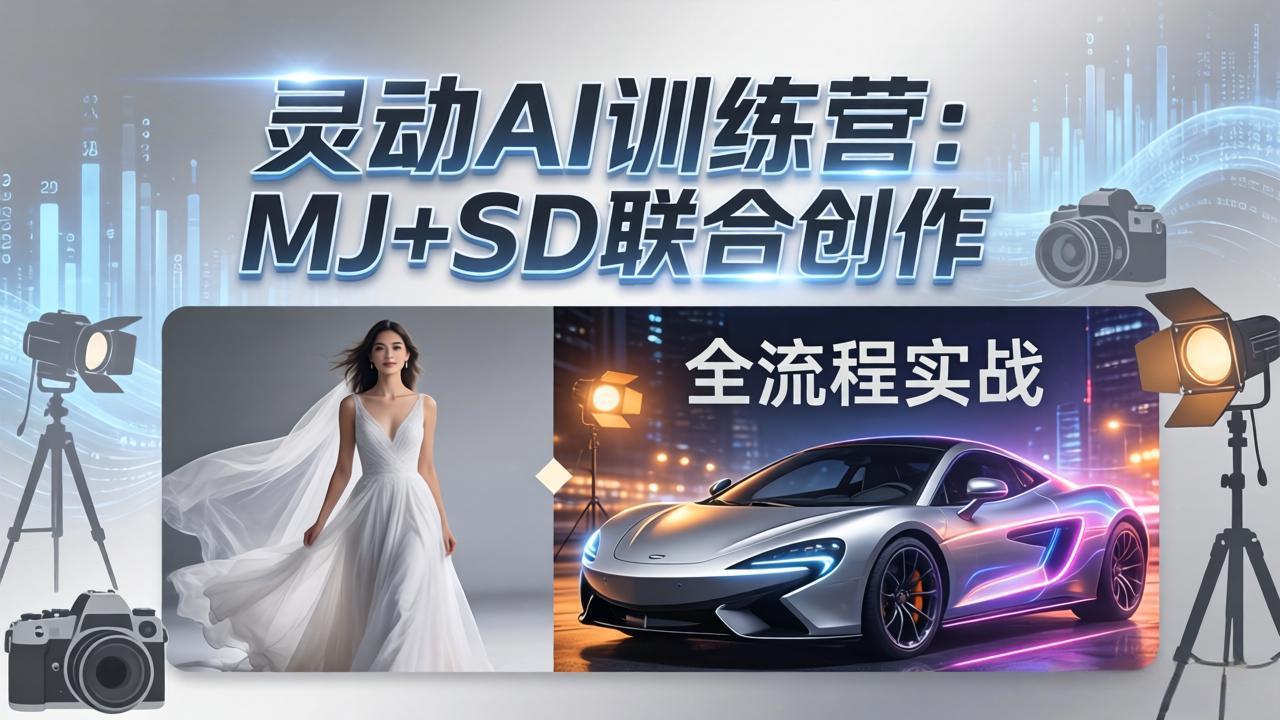 灵动AI训练营-3.0课程：MJ+SD联合创作，从婚纱大片到汽车广告，摄影后期全流程实战-百川聊项目