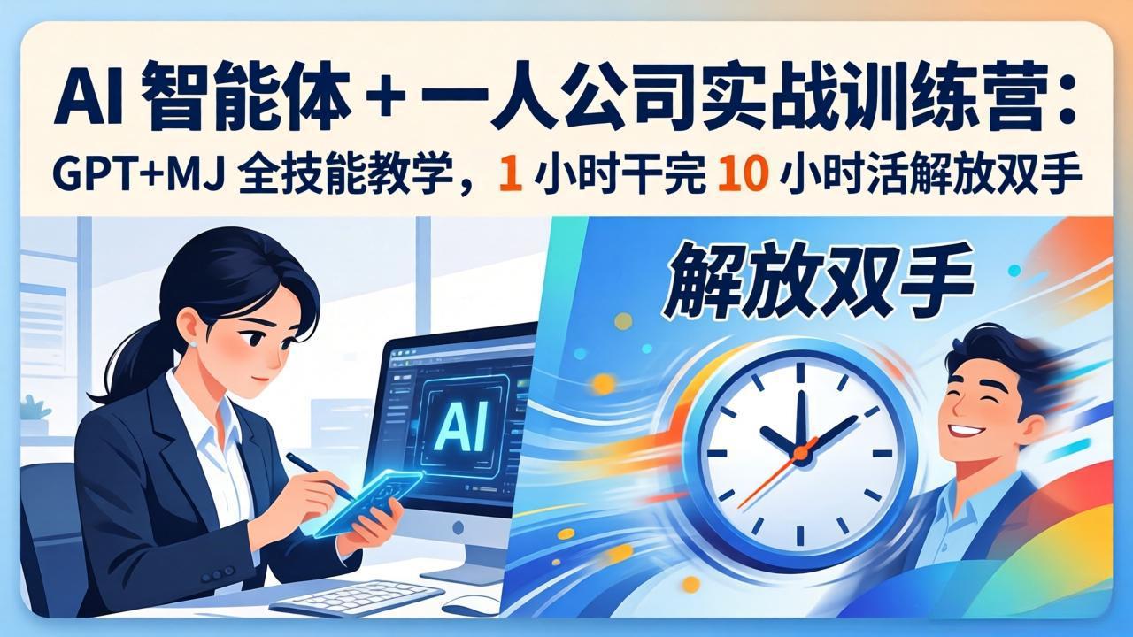 AI 智能体 + 一人公司实战训练营：GPT+MJ 全技能教学，1 小时干完 10 小时活解放双手-百川聊项目