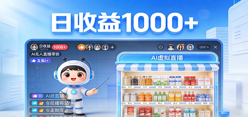 不用露脸不用说话，24小时自动卖货赚钱，全天自动直播，收益看得见-百川聊项目