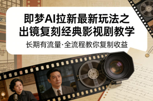 即梦AI拉新最新玩法之出镜复刻经典影视剧教学，长期有流量，全流程教你复制收益-百川聊项目