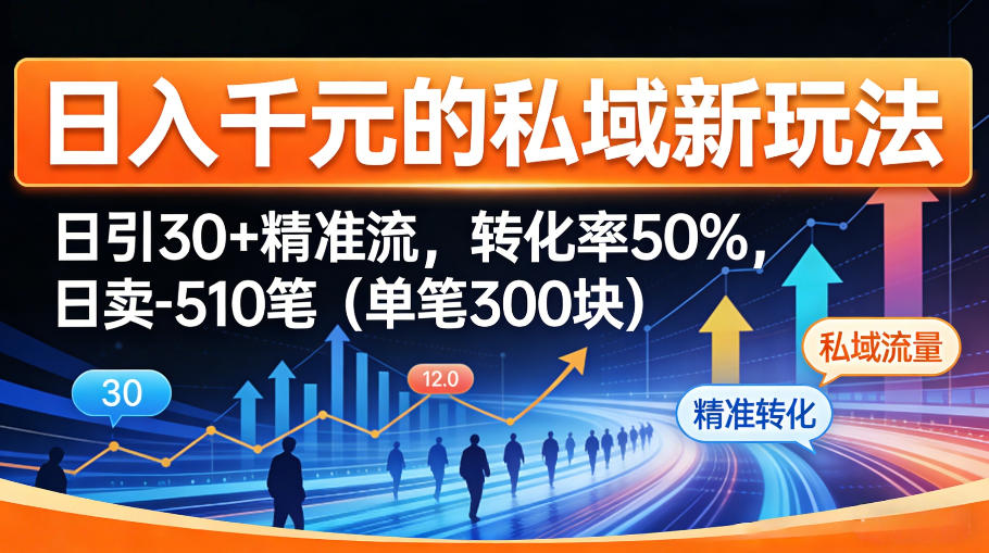 日入千米的私域新玩法：日引30＋精准流，转化率50%，日卖5-10笔(单笔300米)-百川聊项目