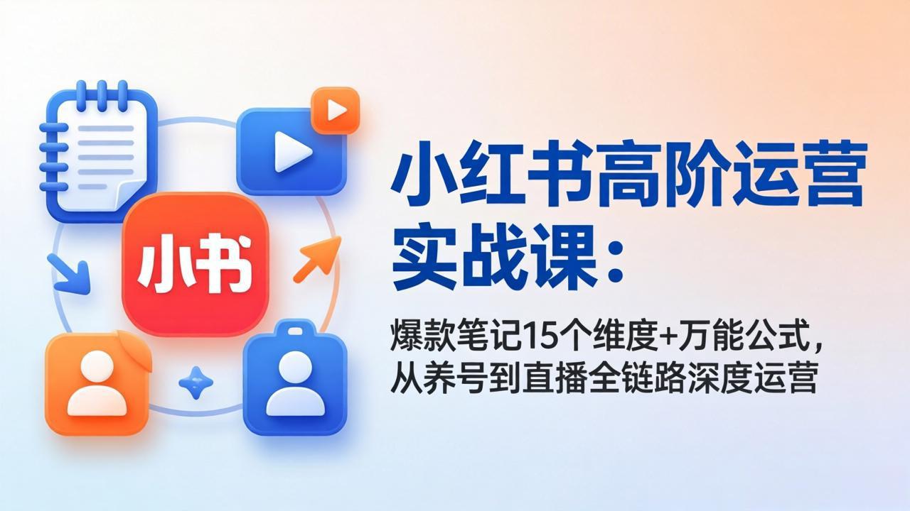 小红书高阶运营实战课：爆款笔记15个维度+万能公式，从养号到直播全链路深度运营-百川聊项目