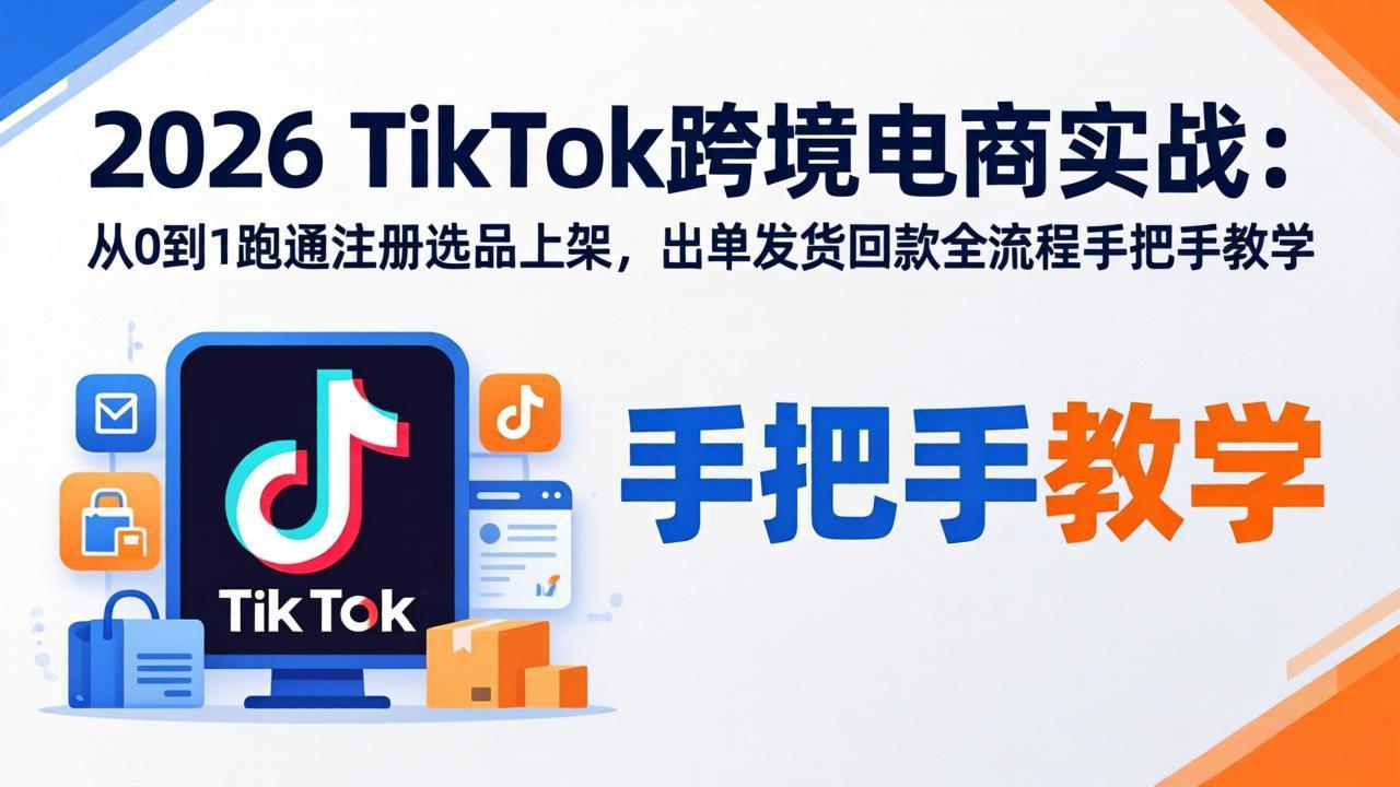2026TikTok跨境电商实战：从0到1跑通注册选品上架，出单发货回款全流程手把手教学-百川聊项目