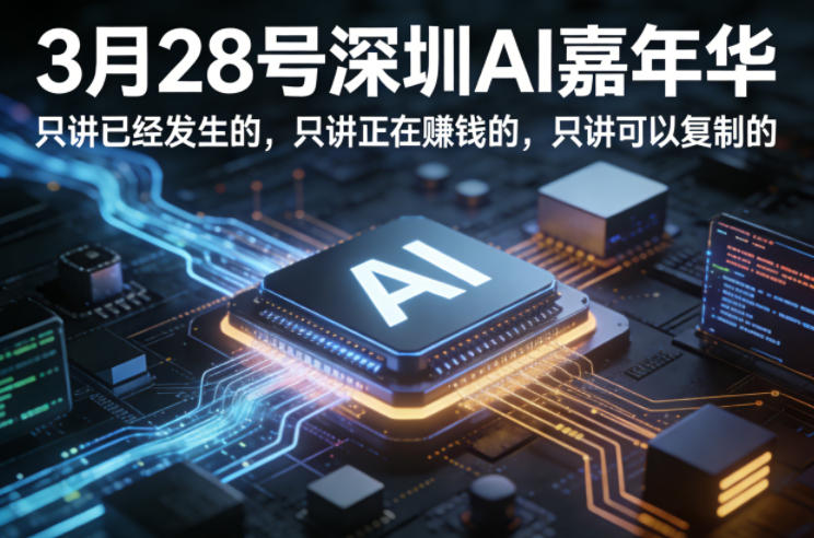 3月28号深圳AI嘉年华，只讲已经发生的，只讲正在賺钱的，只讲可以复制的-百川聊项目