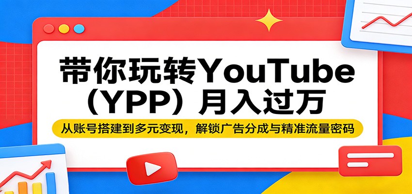 带你玩转YouTube(YPP)月入过万：从账号搭建到多元变现，解锁广告分成与精准流量密码-百川聊项目