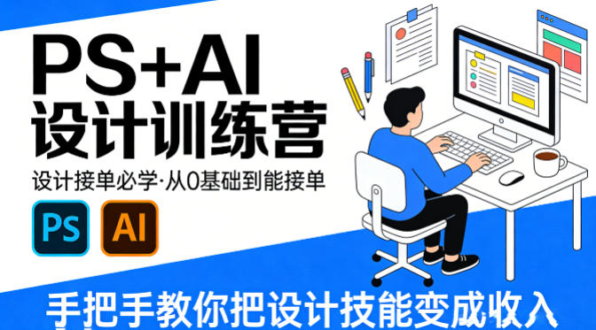 设计接单必学,PS+AI设计训练营,从0基础到能接单,手把手教你把设计技能变成收入-百川聊项目