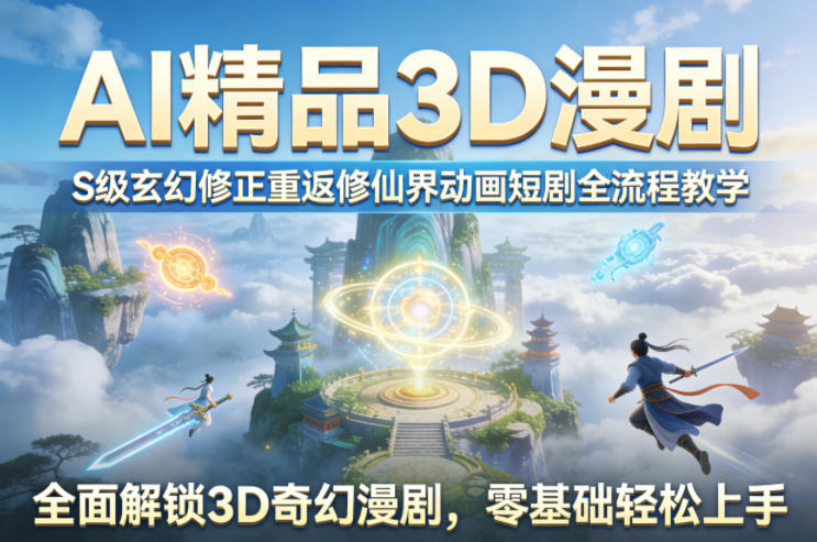 AI精品3D漫剧S级玄幻修正重返修仙界动画短剧全流程教学,全面解锁3D奇幻漫剧,零基础轻松上手-百川聊项目