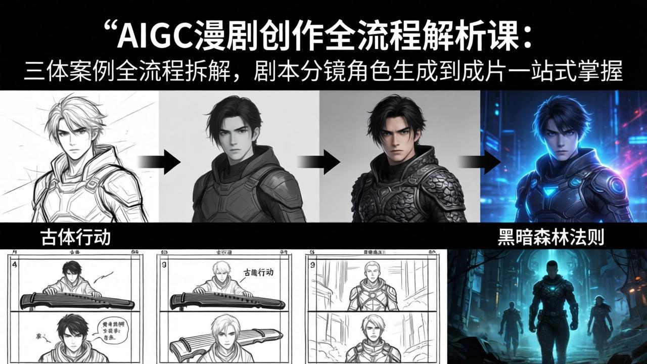AIGC漫剧创作全流程解析课：三体案例全流程拆解，剧本分镜角色生成到成片一站式掌握-百川聊项目