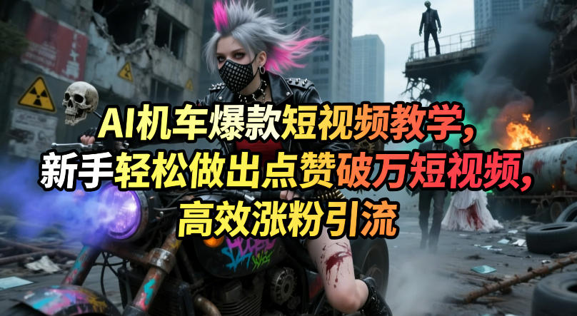 AI机车爆款短视频教学，新手轻松做出点赞破万短视频，高效涨粉引流-百川聊项目