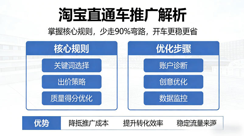 淘宝直通车推广解析，掌握核心规则，少走90%弯路，开车更稳更省-百川聊项目