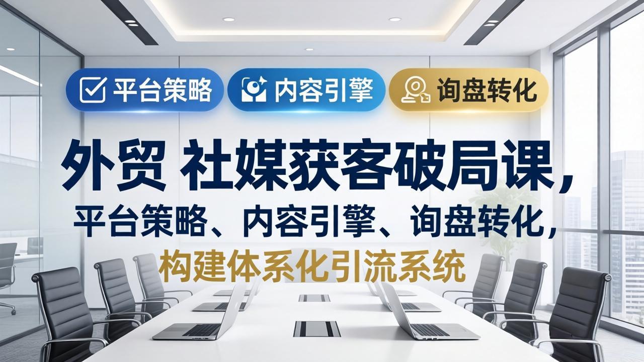 外贸 社媒获客破局课，平台策略、内容引擎、询盘转化，构建体系化引流系统(更新26年3月-百川聊项目
