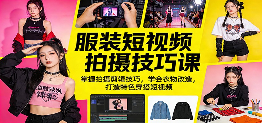 服装短视频拍摄技巧课：掌握拍摄剪辑技巧，学会衣物改造，打造特色穿搭短视频-百川聊项目