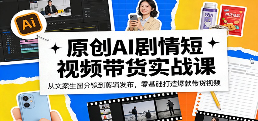 原创AI剧情短视频带货实战课：从文案生图分镜到剪辑发布，零基础打造爆款带货视频-百川聊项目