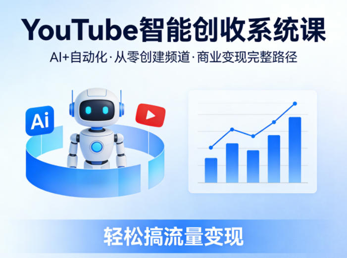 YouTube智能创收系统课，AI+自动化，从零创建YouTube频道并实现商业变现的完整路径，轻松搞流量变现-百川聊项目