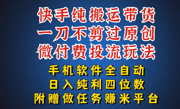 最新黑科技快手搬运带货方法，手机就能操作，轻松带你日入四位数【揭秘】-百川聊项目