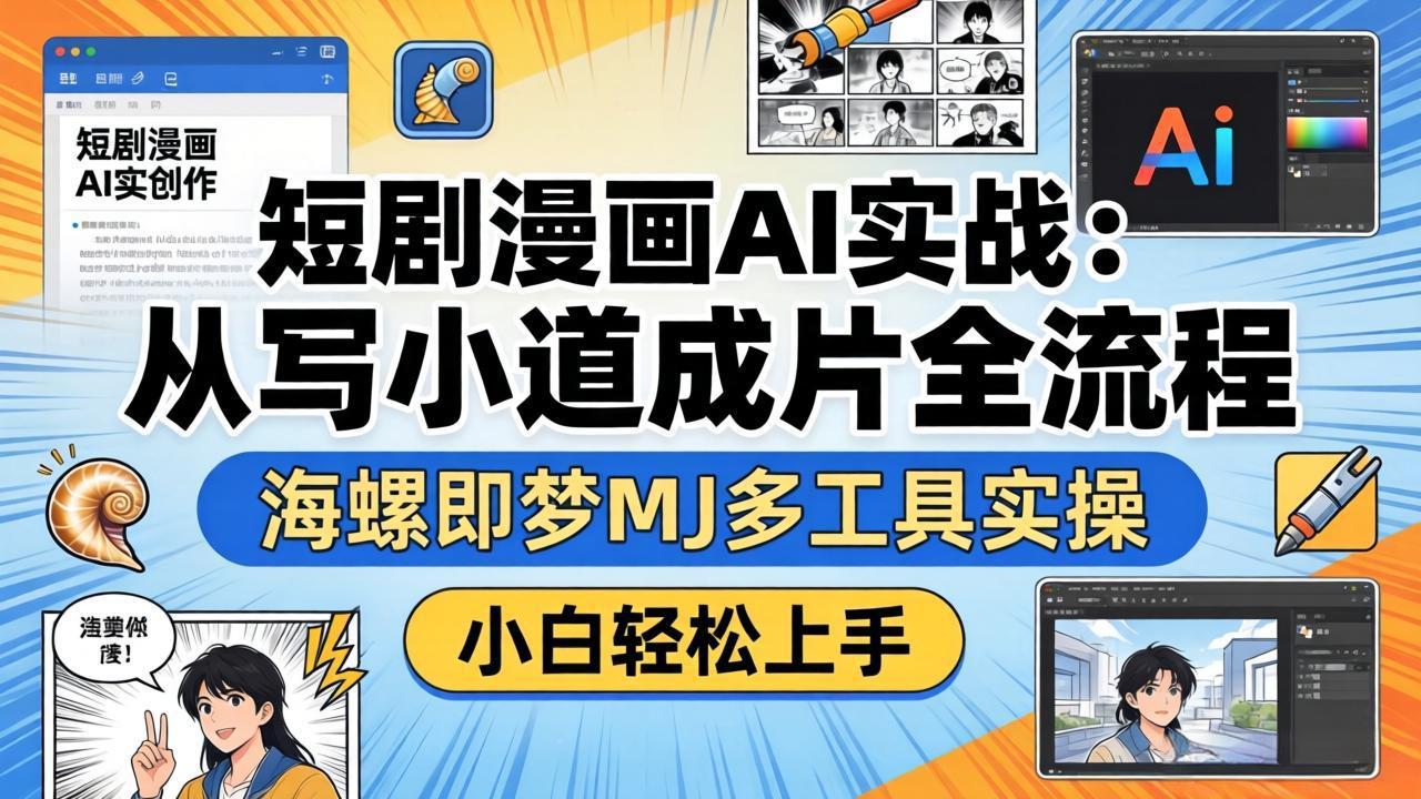 短剧漫画AI实战：从写小说到成片全流程，海螺即梦MJ多工具实操，小白轻松上手-百川聊项目