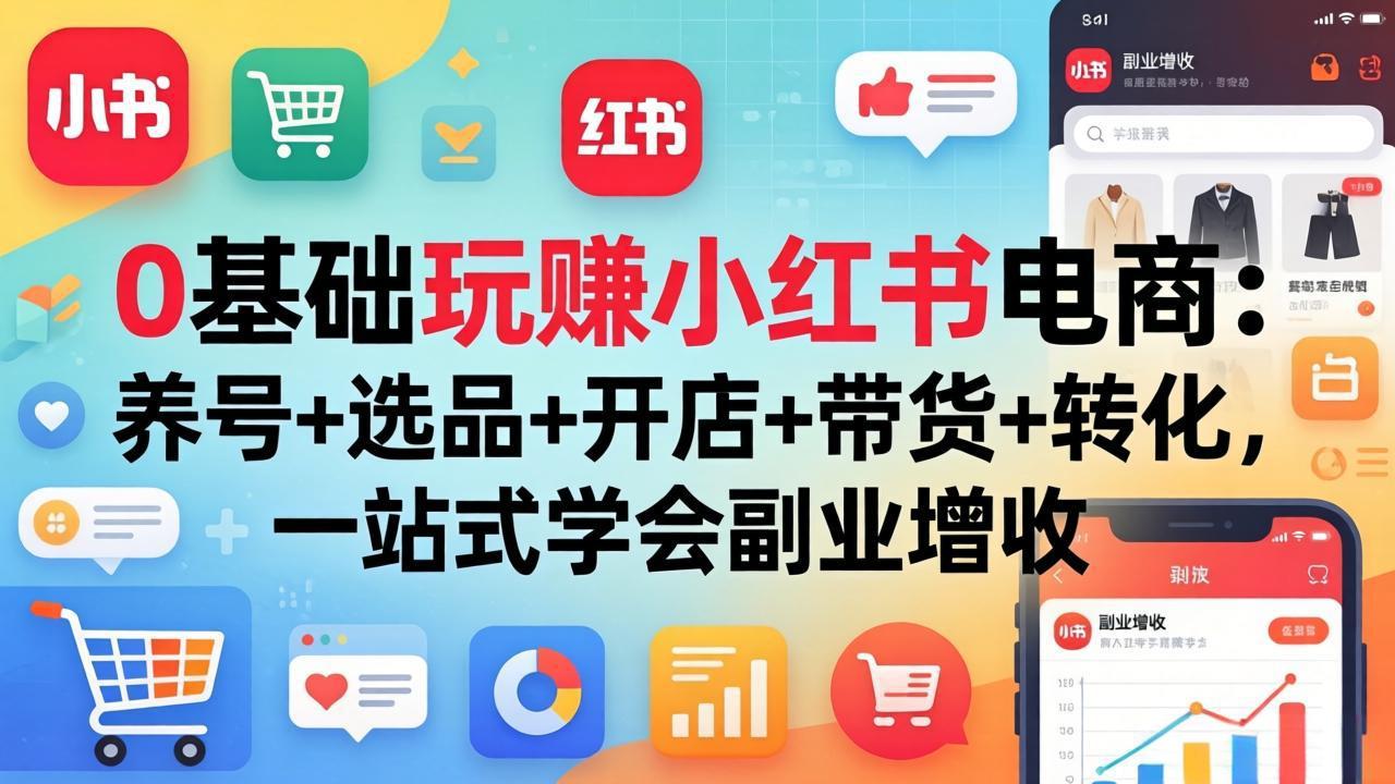 0基础玩赚小红书电商：养号+选品+开店+带货+转化，一站式学会副业增收-百川聊项目