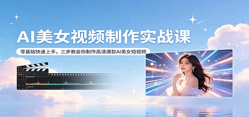 AI美女视频制作实战课：零基础快速上手，三步教会你制作高清爆款AI美女短视频-百川聊项目