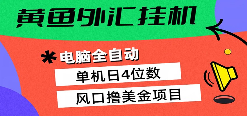 黄鱼外汇挂机：全自动赚美金、自动交易、风口项目-百川聊项目