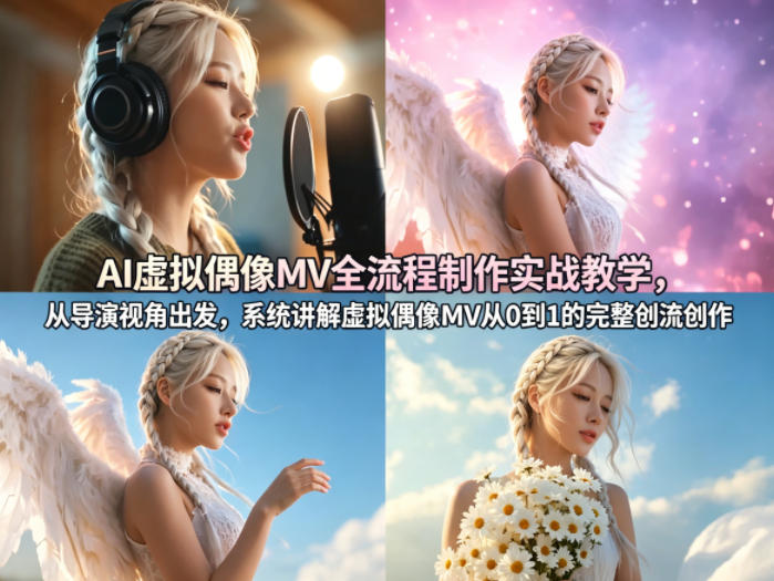 AI虚拟偶像MV全流程制作实战教学，从导演视角出发，系统讲解虚拟偶像MV从0到1的完整创作流程-百川聊项目
