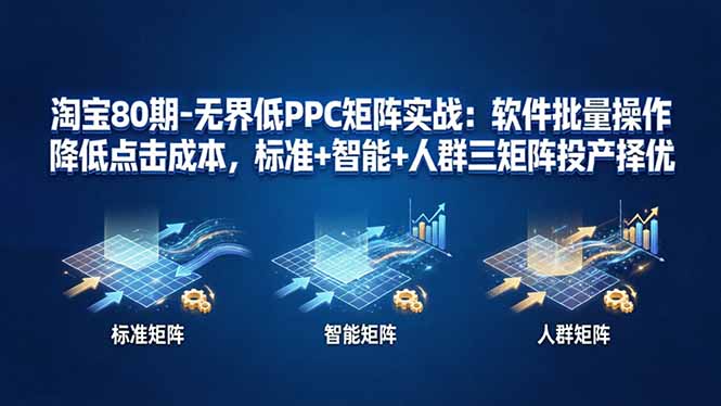淘宝80期-无界低PPC矩阵实战:软件批量操作降低点击成本,标准+智能+人群三矩阵投产择优-百川聊项目