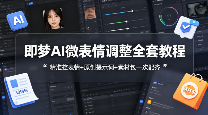 即梦AI微表情调整全套教程，精准控表情+原创提示词+素材包一次配齐-百川聊项目