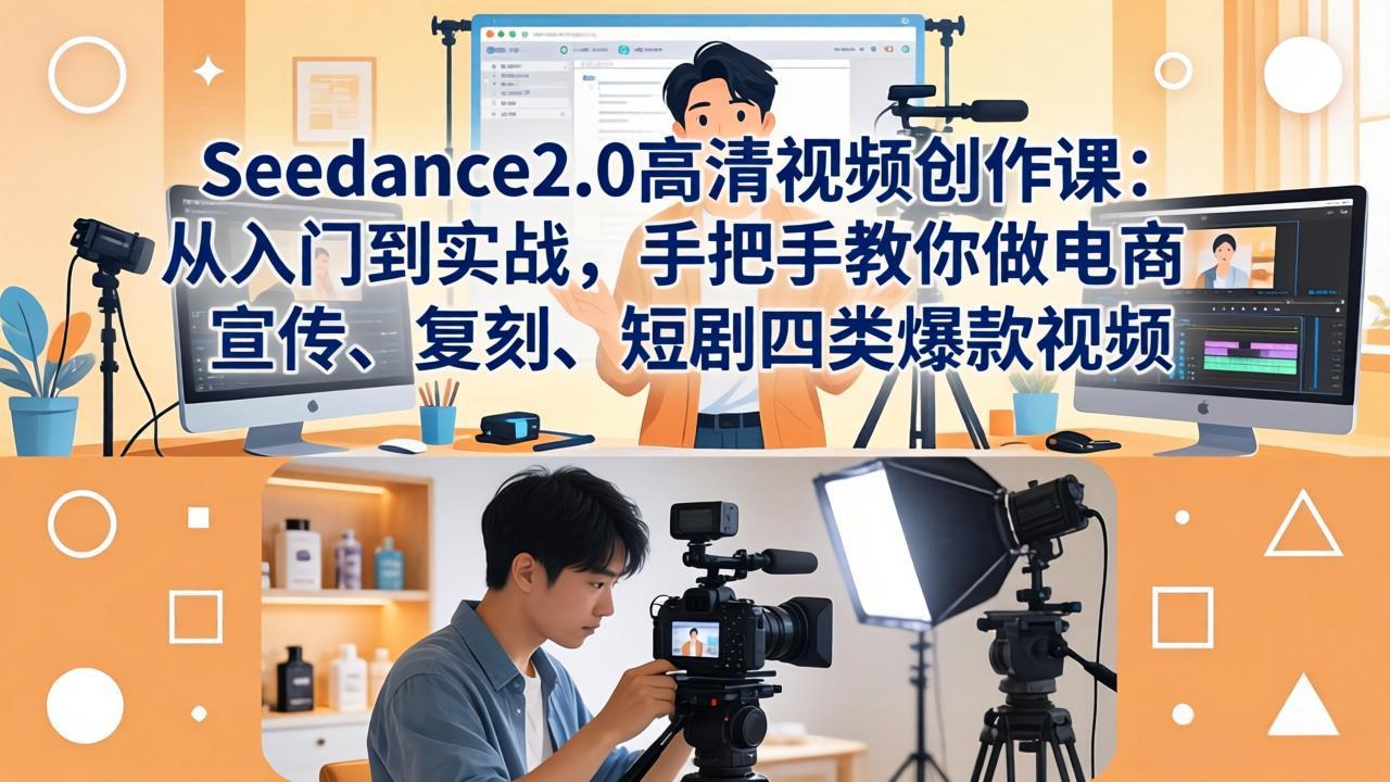 Seedance2.0高清视频创作课：从入门到实战，手把手教你做电商、宣传、复刻、短剧四类爆款视频-百川聊项目