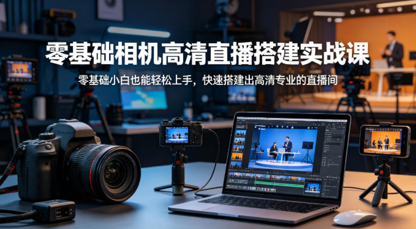 零基础相机高清直播间搭建实战课，小白也能轻松上手，快速搭建出高清专业的直播间-百川聊项目