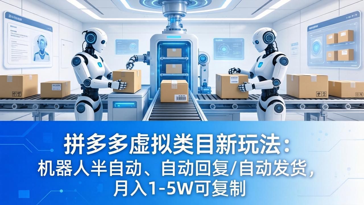 拼多多虚拟类目新玩法：机器人半自动、自动回复 /自动发货，月入 1-5W 可复制-百川聊项目