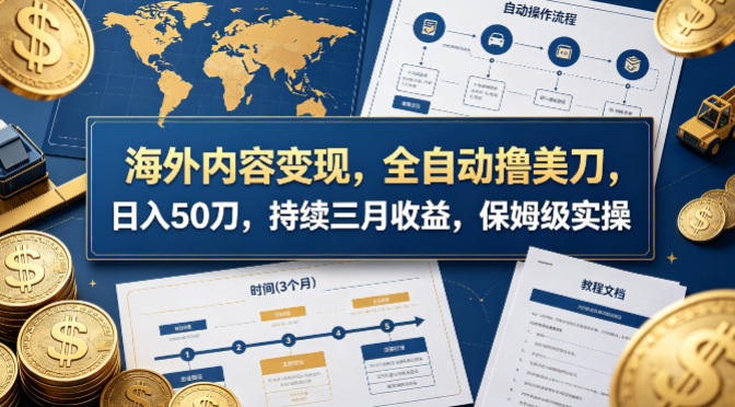 海外内容变现，全自动撸美刀，日入50刀，持续三月收益，保姆级实操【揭秘】-百川聊项目