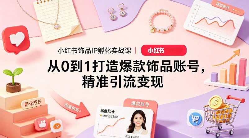 小红书饰品IP孵化实战课｜从0到1打造爆款饰品账号，精准引流变现-百川聊项目