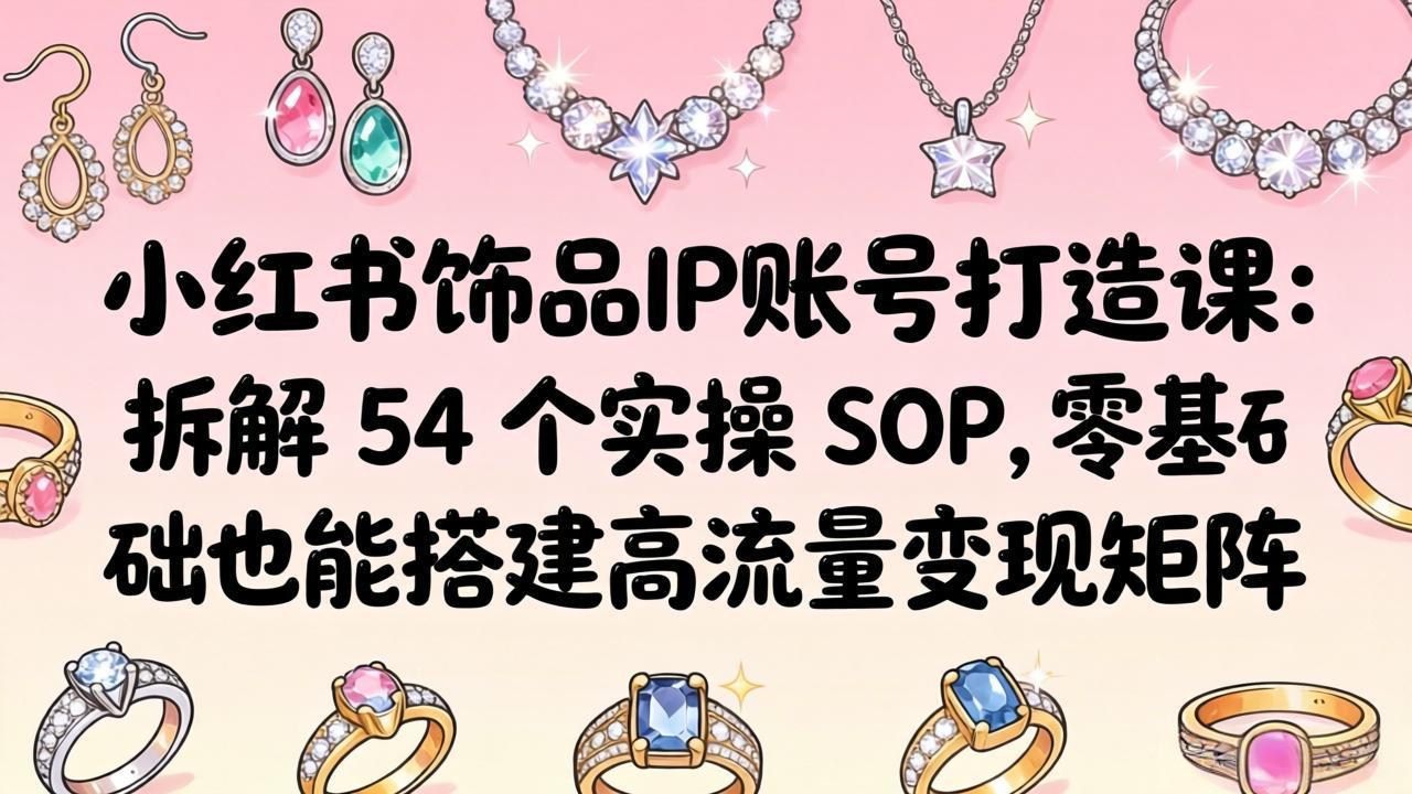 小红书饰品IP账号打造课：拆解 54 个实操 SOP，零基础也能搭建高流量变现矩阵-百川聊项目