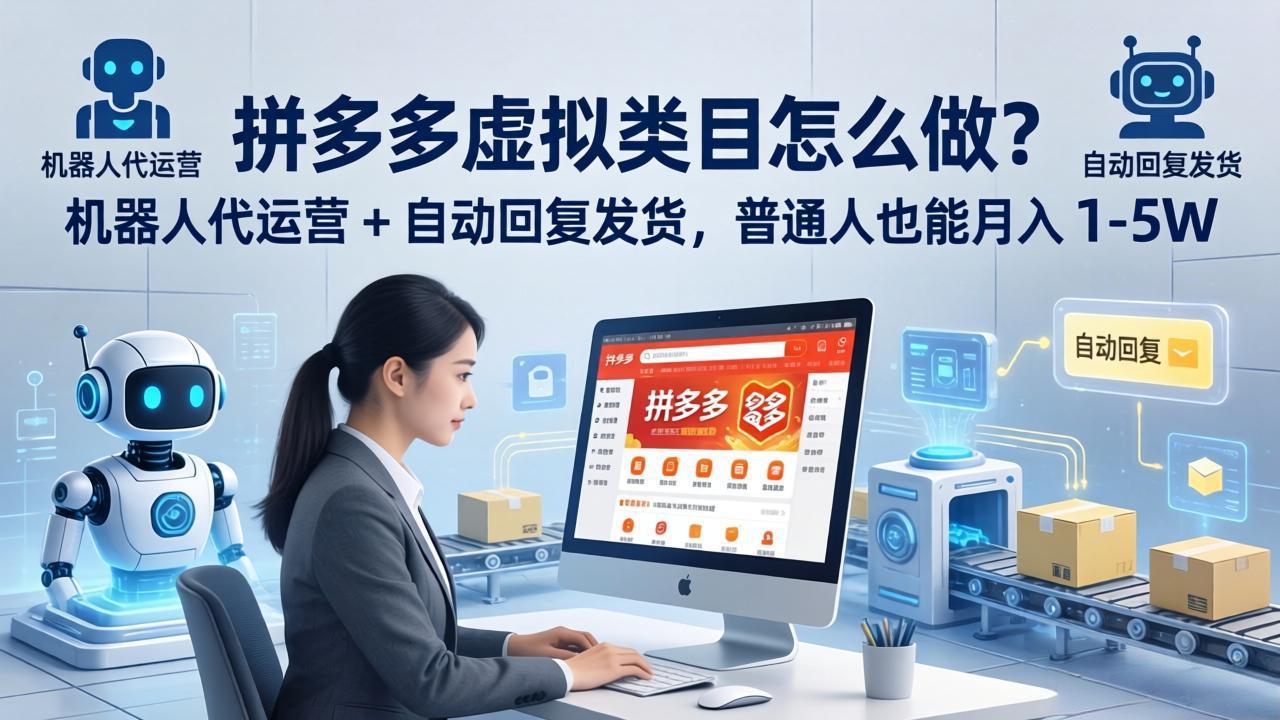 拼多多虚拟类目怎么做？机器人代运营 + 自动回复发货，普通人也能月入 1-5W-百川聊项目