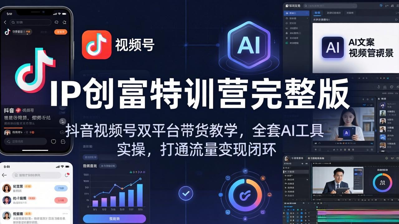 IP创富特训营完整版：抖音视频号双平台带货教学，全套AI工具实操，打通流量变现闭环-百川聊项目