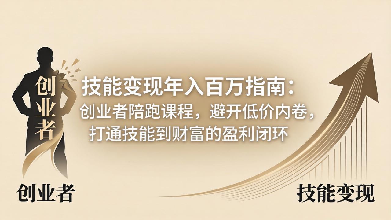 技能变现年入百万指南：创业者陪跑课程，避开低价内卷，打通技能到财富的盈利闭环-百川聊项目