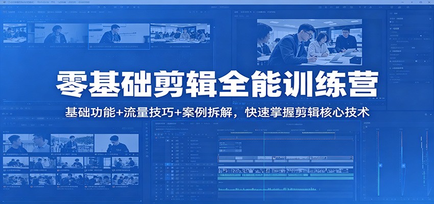 零基础剪辑全能训练营：基础功能+流量技巧+案例拆解，快速掌握剪辑核心技术-百川聊项目